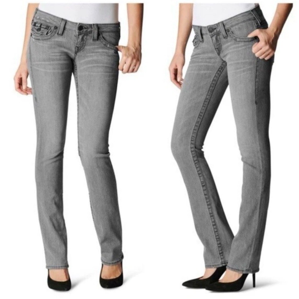 True Religion Jennie Curvy Mid-Rise Skinny Jeans – Grey Wash 🩶